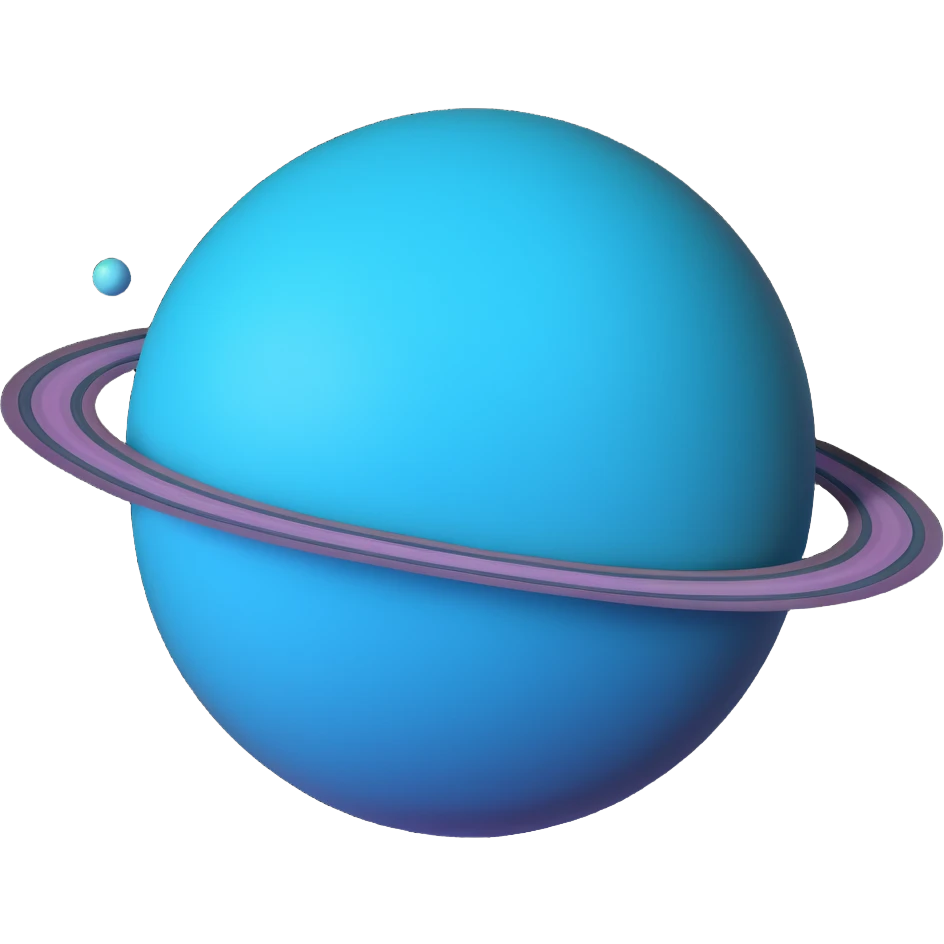 the planet Neptune with its rings, 3D look, soft shading, no text emoji