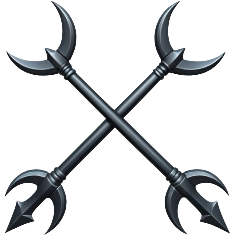 Make 2 black tridents cross emoji