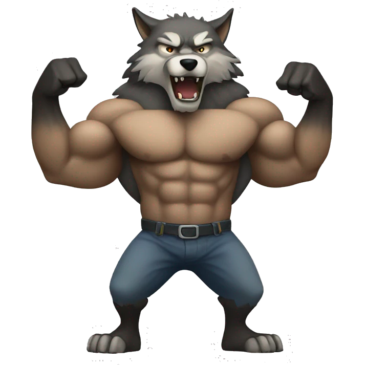 Wolf with strong arms emoji