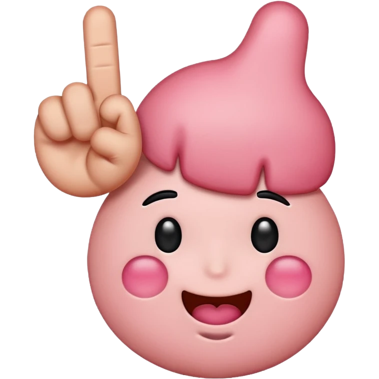 Blushing emoji with middle finger by its cheek emoji