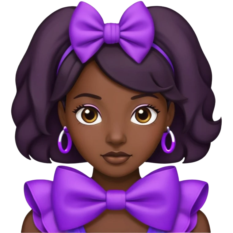 Black woman wearing a purple bow emoji