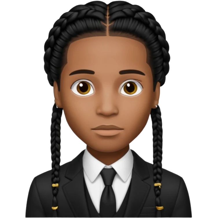 ASAP ROCKY as pretty bratz man with black suit, black braids emoji