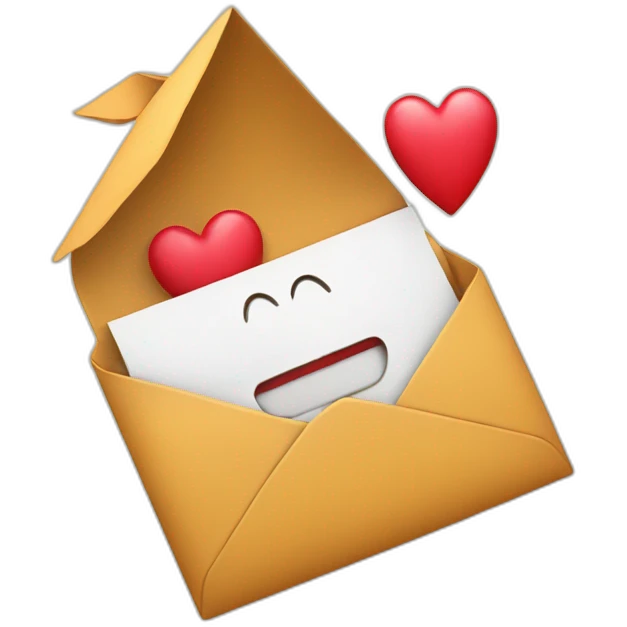 Mail with a 3d heart jumping out emoji