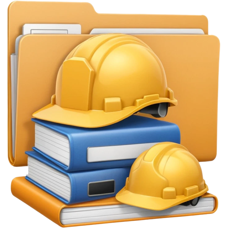 Image of a scale with a construction helmet on one side and a folder on the other. emoji