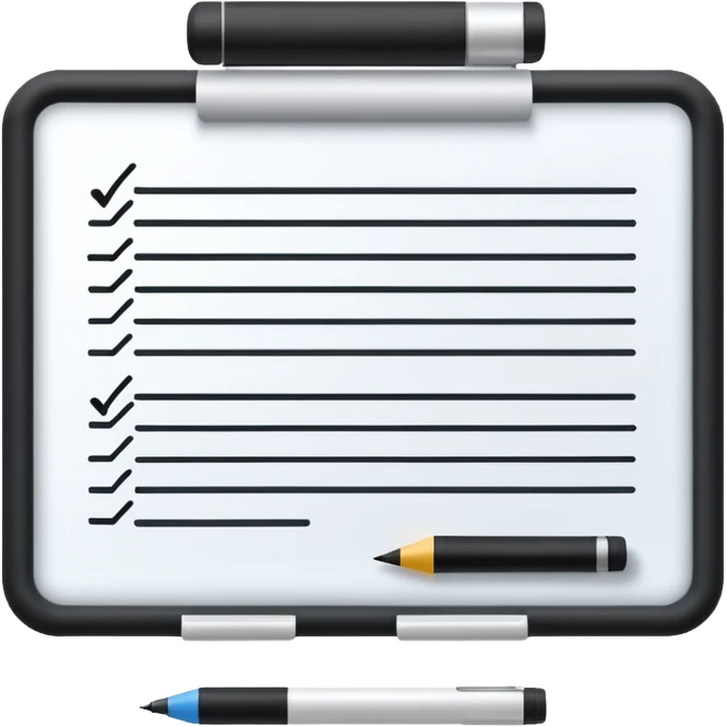 Whiteboard with lines indicating written notes emoji