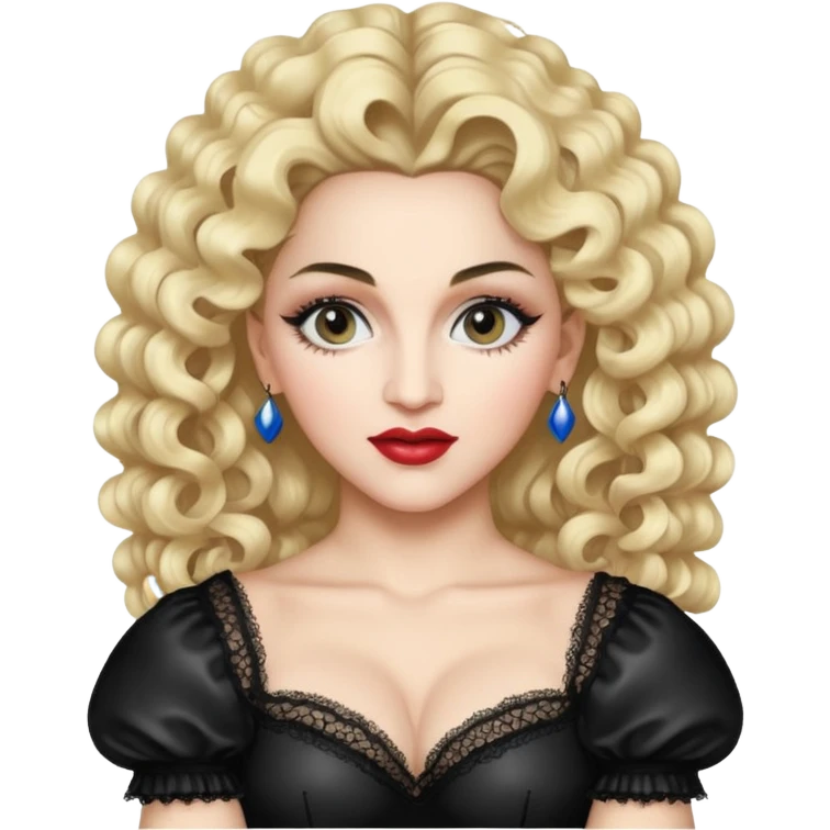 80s girl, pop star Madonna wanna be, big hair emoji