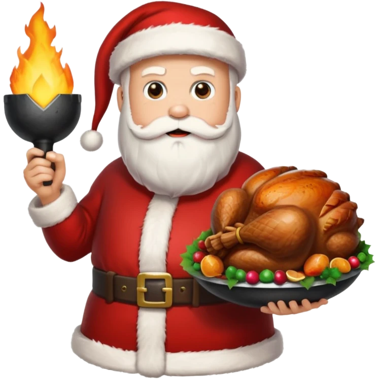 Santa holding a bomb and a turkey emoji