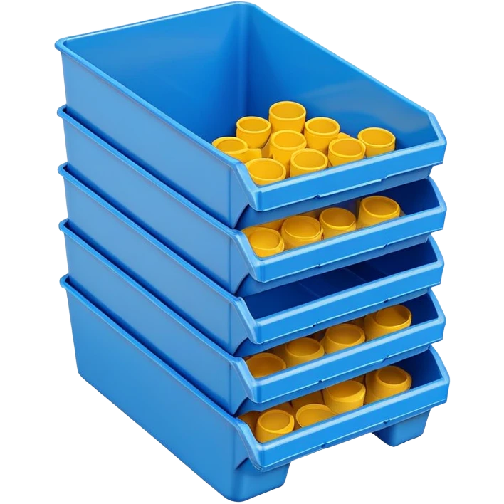 stackable plastic parts bin blue emoji