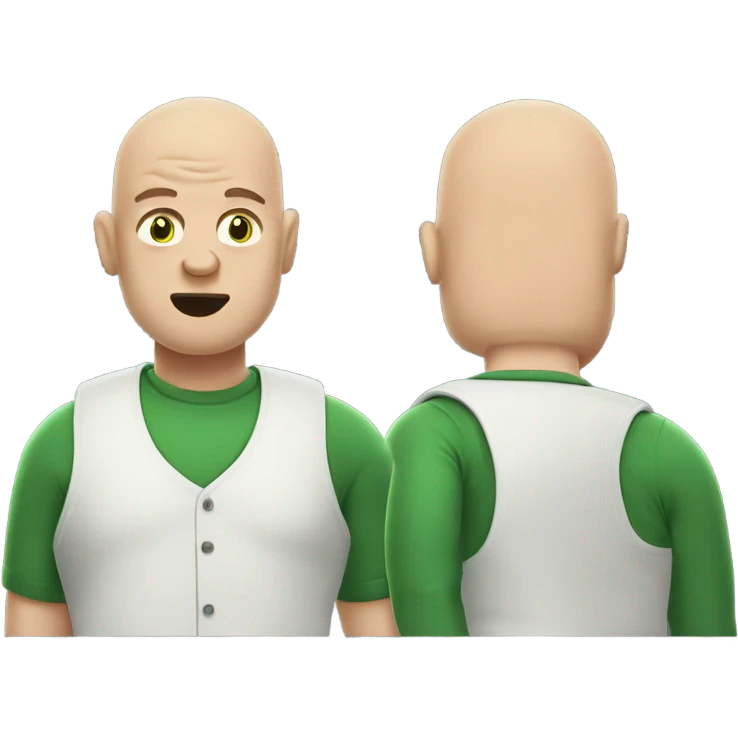 Fat bald guy with green smoke out of mouth bad breath wearing a sweater vest emoji