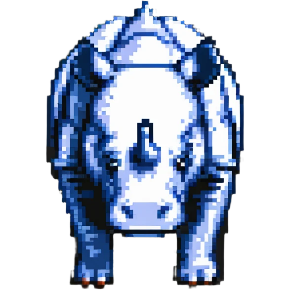 pixel art rhinoceros in game style emoji