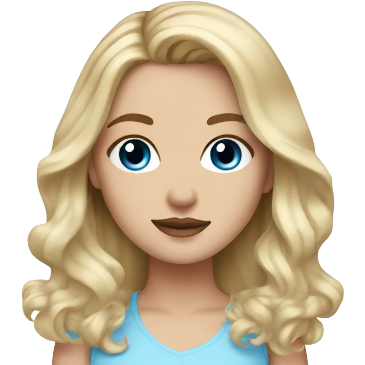 white girl with blue eyes and a blonde balayage emoji