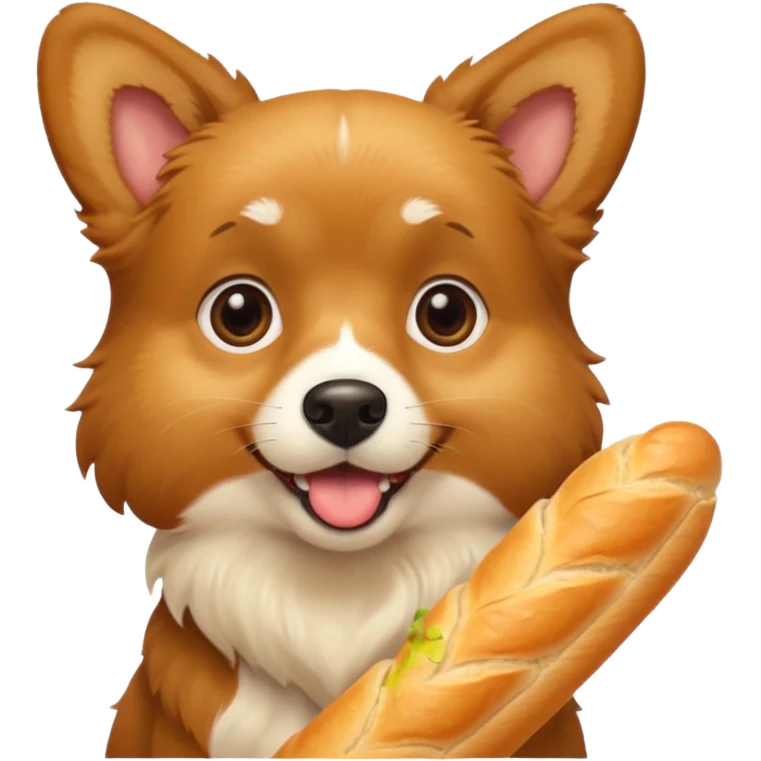 un chien choqué avec une baguette emoji