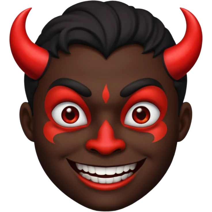 evil person with devilish smile and black face emoji