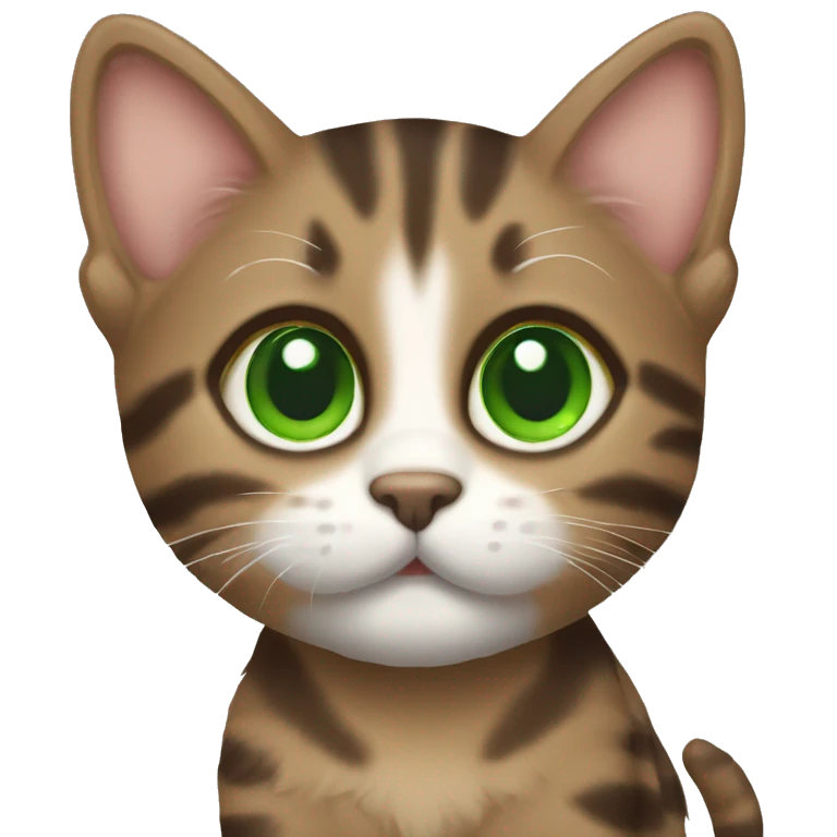 cute brown tabby kitten with green eyes emoji