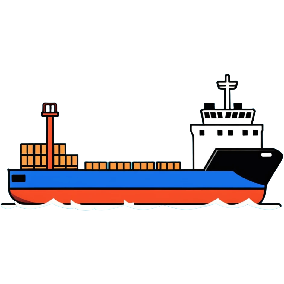 Cargo container ship in ocean emoji