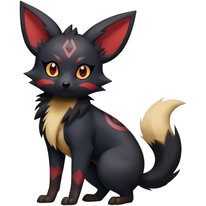 Zorua-Umbreon-hybrid, full body, special markings emoji
