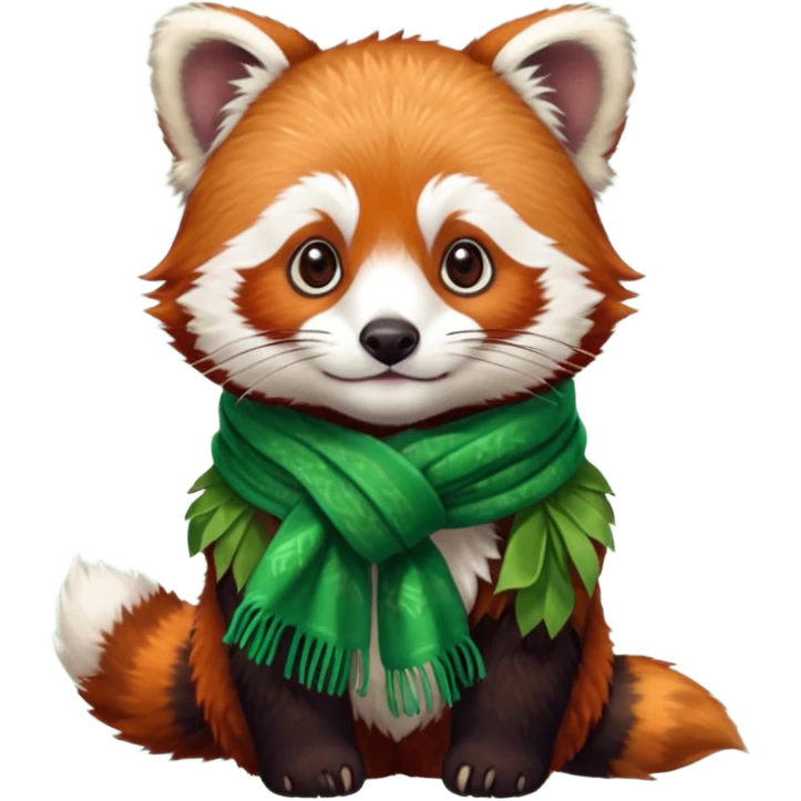 Red panda wearing a green scarf  emoji