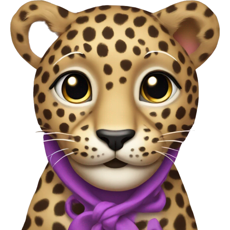 leopard with abright purple coat and pink polka dots emoji