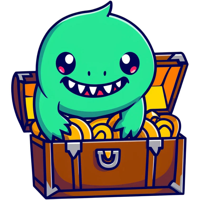 treasure chest monster mimic with eyes teeth and tongue emoji