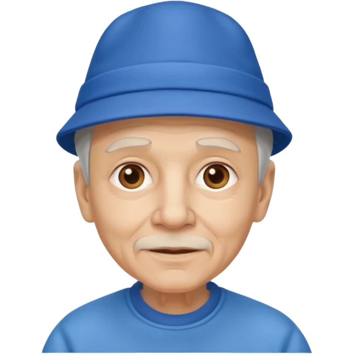 elderly man with blue hat emoji