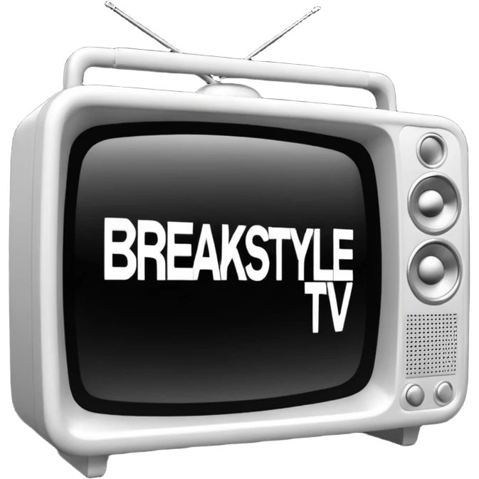 un gif texte qui défile  "BREAKSTYLEZ TV"  change de couleur sur fond noir sur le theme dj emoji