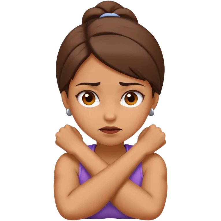 Arms crossed, holding neck mad girl emoji