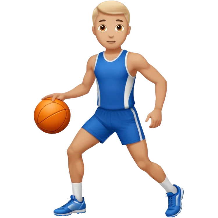 white sportsman in the playground with ball, dressed in sport suit emoji