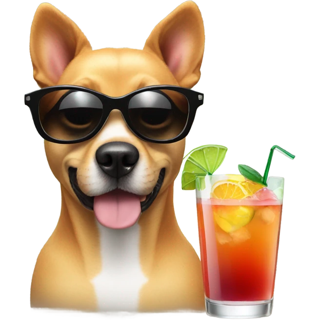 Dog with sunglasses and cocktail  emoji