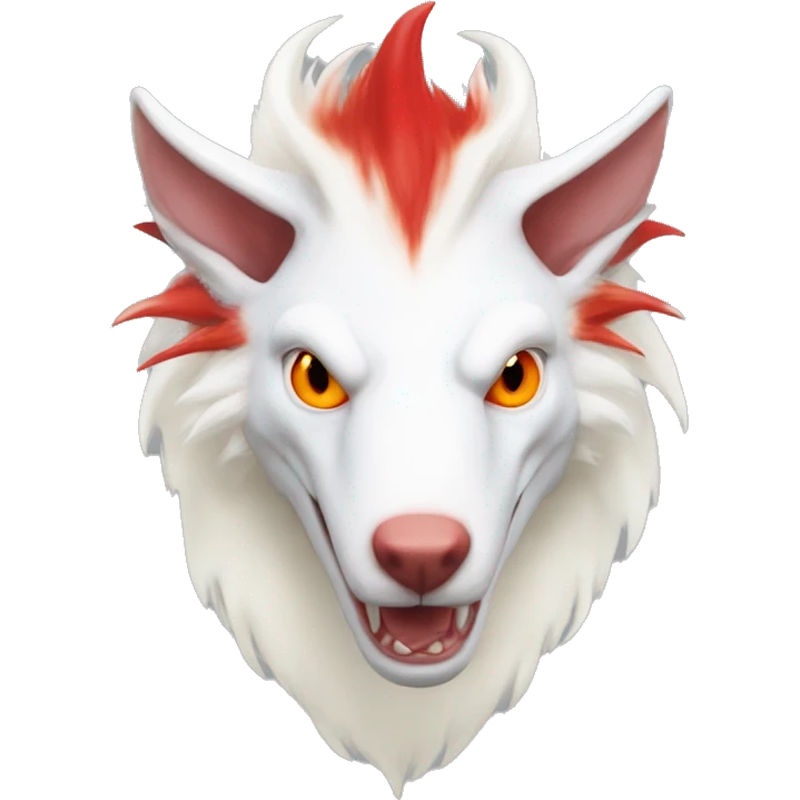 White albino sergal-vernid with red mane and red eyes emoji