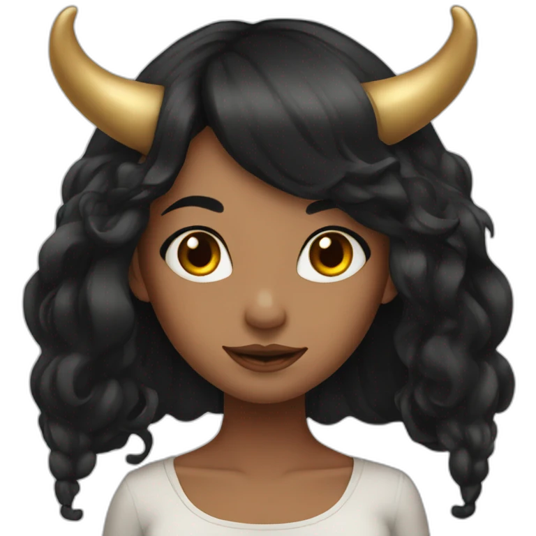 Girl with horns with long black hair emoji