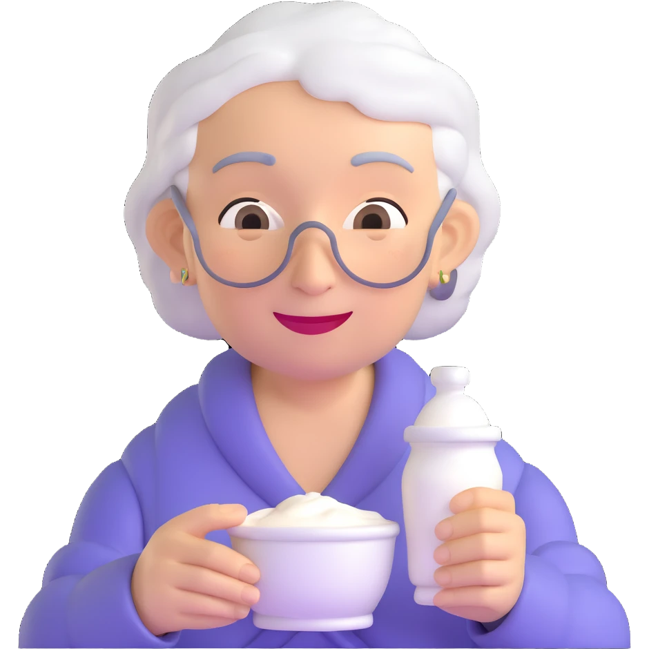 grandmother offering yogurt emoji