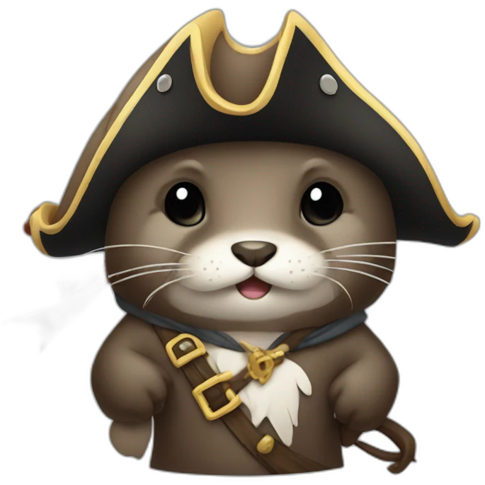 cute otter disguised as a pirate in a barall emoji