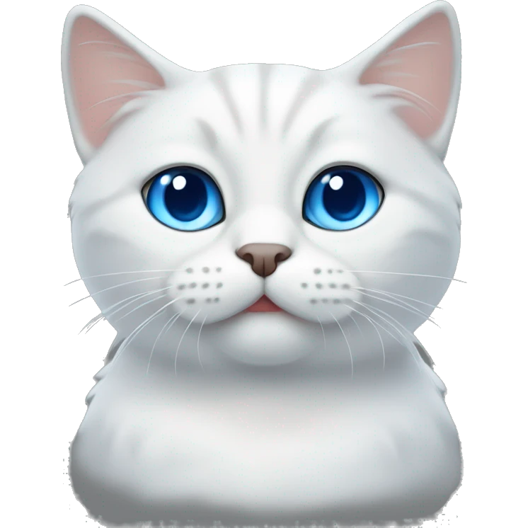 A white fold-eared Scottish cat with blue eyes emoji