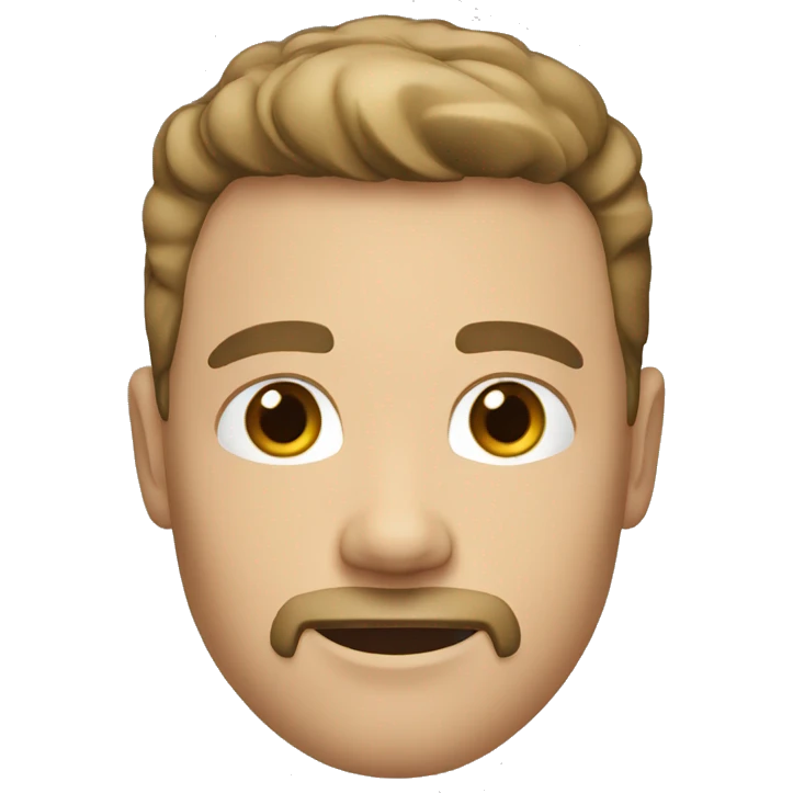 white male, short brun hairs, goatee emoji