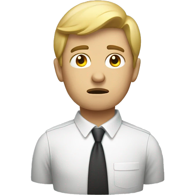 a troubled, worried-looking male employee emoji