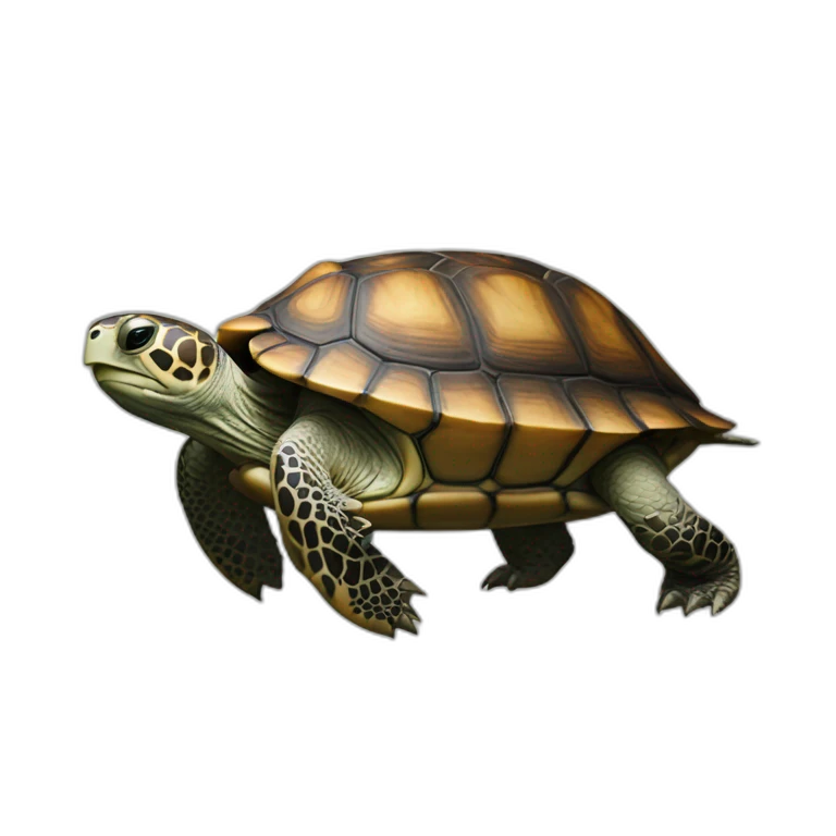 Une tortue sur un singe emoji