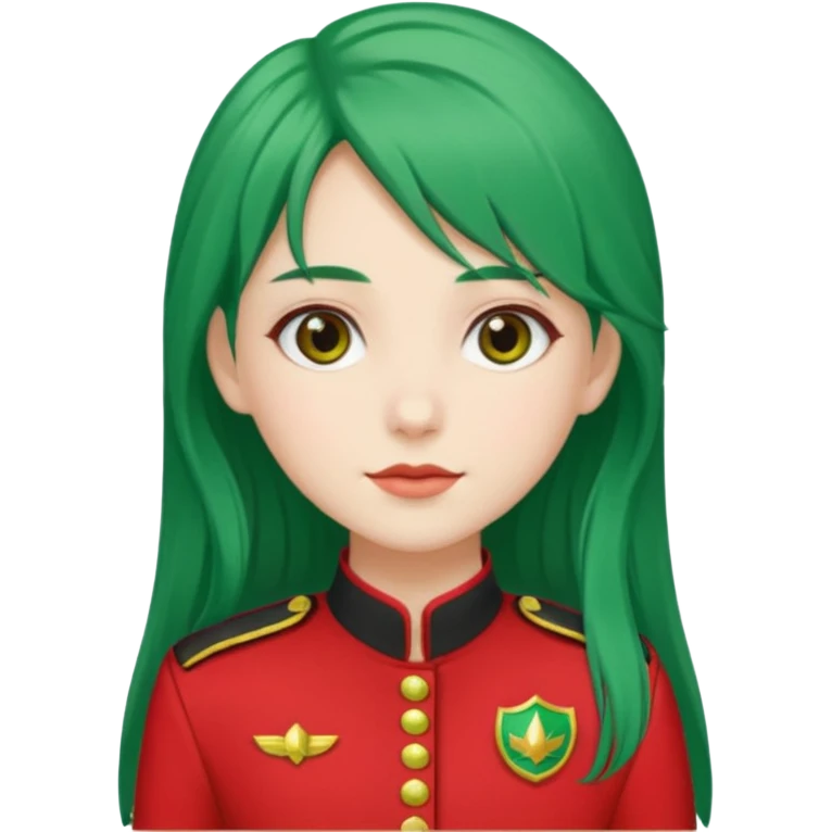 green haired scout girl with red uniform and long hair emoji
