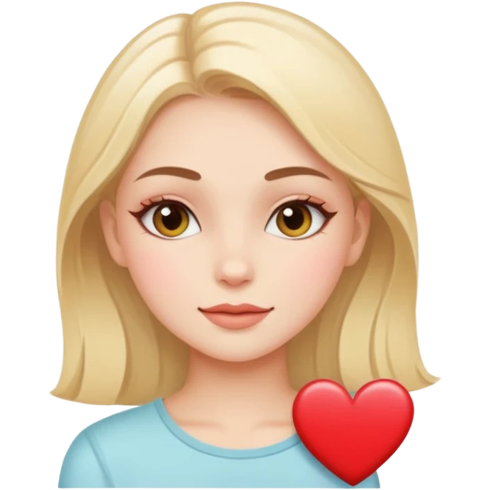 An aesthetic girl with a clean face and delicate shades advertises a sticker pack cosmetics with emotions of love emoji
