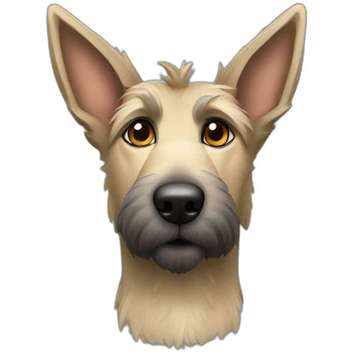 Berger Picard with pointy ears and dark hair emoji