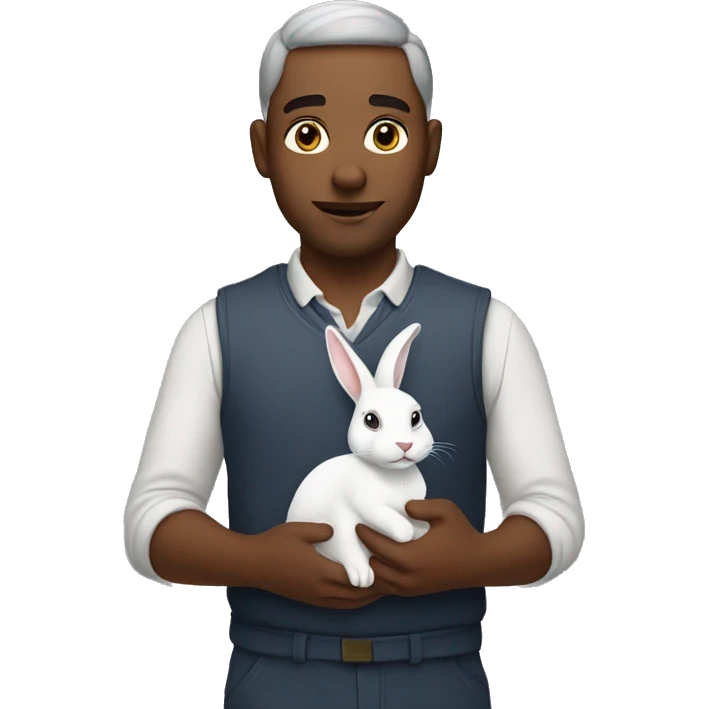 A man with a rabbit in his hands emoji