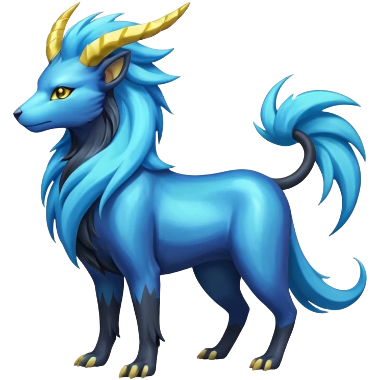 Shiny colorful iridescent long-horned legendary majestic Suicune-Electrike-Manectric-Luxray-Fakémon-fusion-animal-creature, full body  emoji