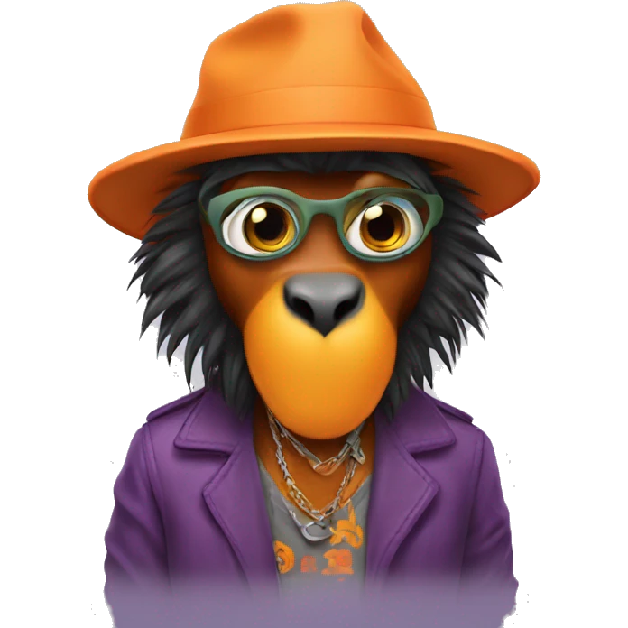 Orangatang wearing a coeboy har emoji