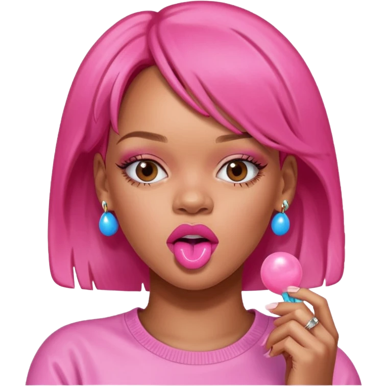 Rihanna eating bubble gum emoji