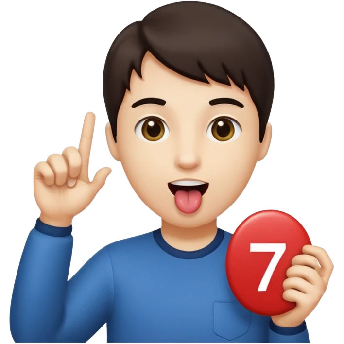 Person holding the number six in one and the number seven in the other hand while sticking their tongue out  emoji