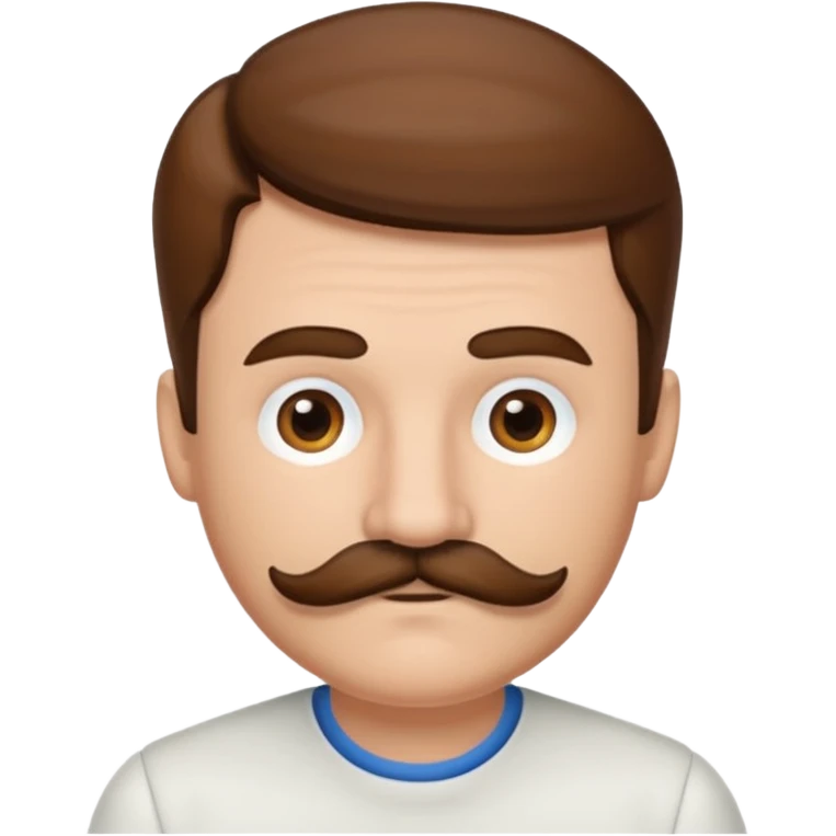 white man with parted brown hair and a thick mustache in the stock ios emoji style emoji