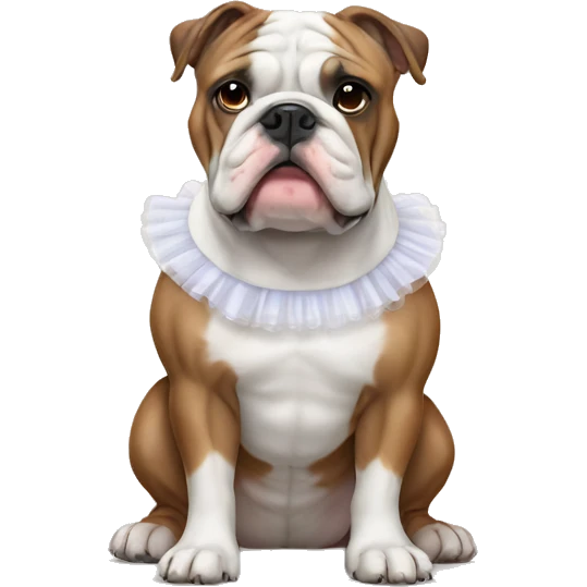 Brown and white English bulldog wearing tutu  emoji