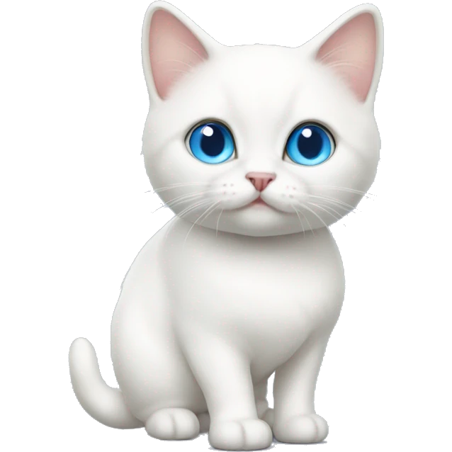 White munchkin cat with blue eyes standing  emoji