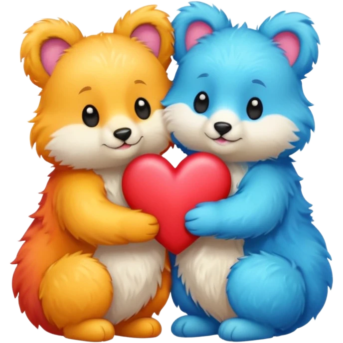 cute animals in love with hearts emoji