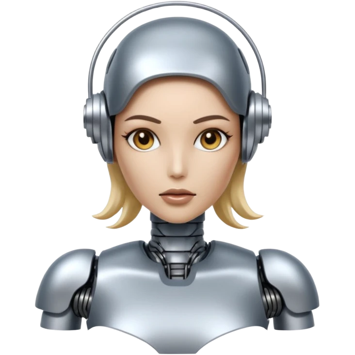 A female robot with a sexy body and power surging out of her brain emoji