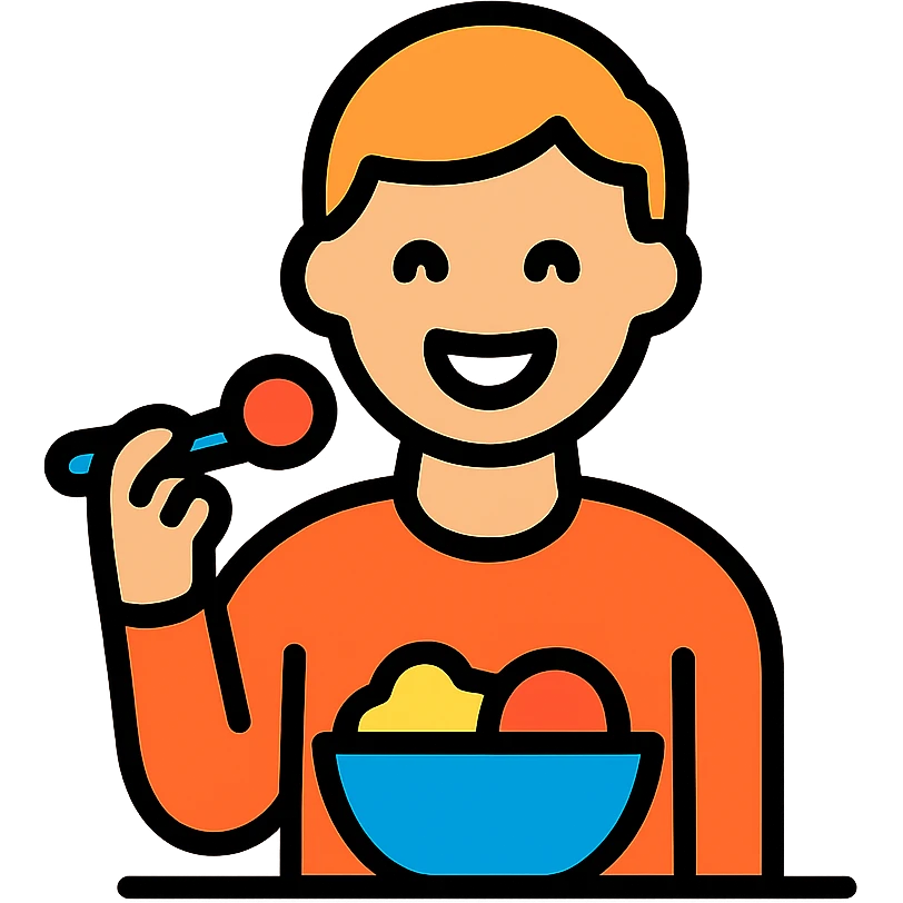 one person happily eating emoji